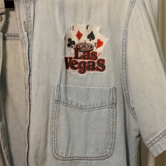 Vintage Demin Button Up Shirt Size L/XL - Picture 3 of 7